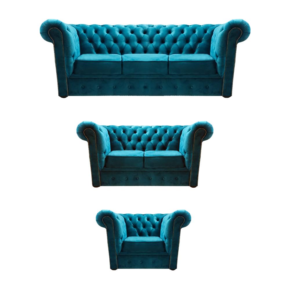 Sofagarnitur Modern Textil Sessel 2x Sofas Chesterfield Wohnzimmer 3+2+1