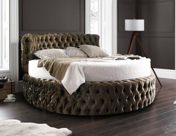 Luxus Design Rundbett Rundes Bett Ehe Rund XXL Hotel Bett Chesterfield