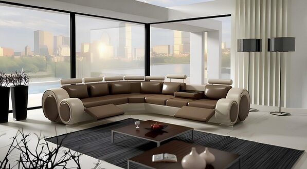 Ledersofa Design Ecksofa Berlin mit Relaxfunktion Sofort