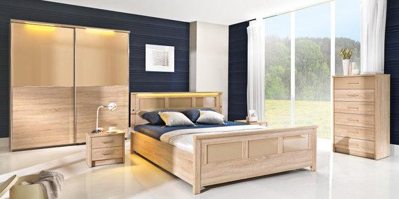 KOMPLETT SCHLAFZIMMER SET SCHRANK BETT KOMMODE CREMONA 2
