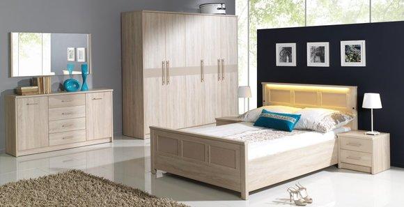KOMPLETT SCHLAFZIMMER SET SCHRANK BETT KOMMODE CREMONA