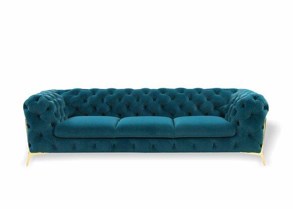 Chesterfield 3 Sitzer Couch Polster Textil Couchen Sitz Wohnzimmer Sofa Samt Neu