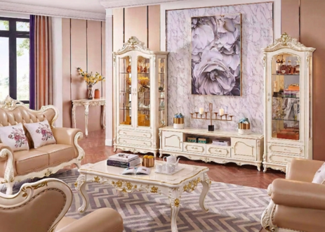 Wohnzimmer Set schick klassisch Möbel TV Staender 2x Vitrine Couchtisch