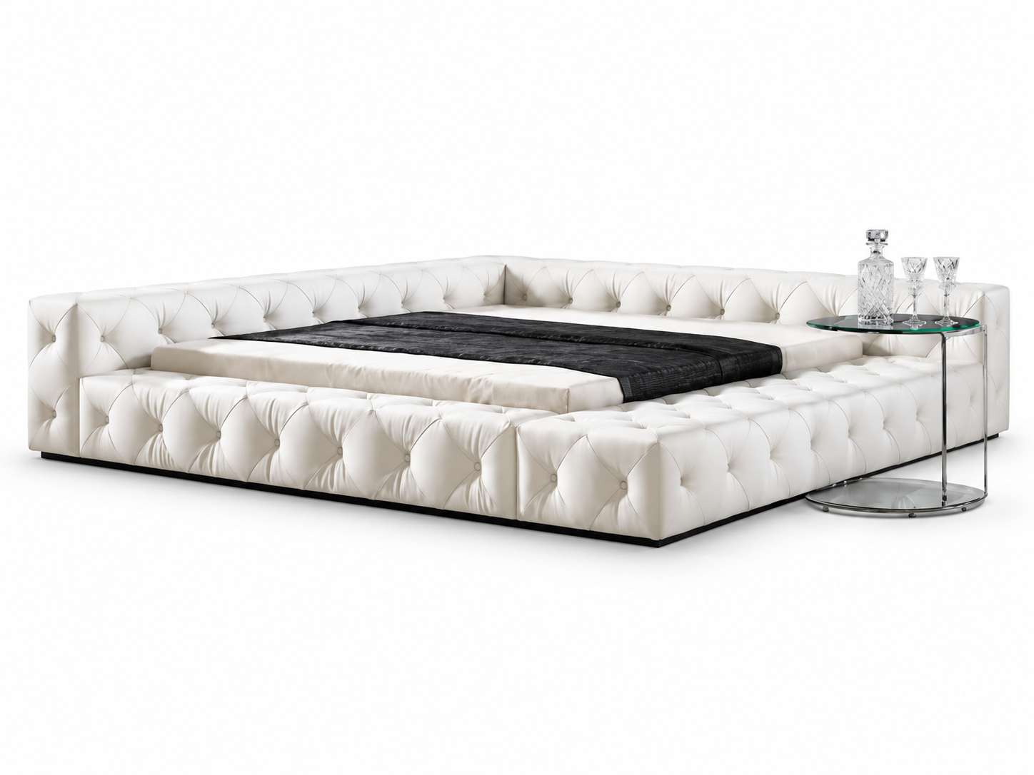 Chesterfield Bett Weiß Polsterbett mit Lattenrost 160x200 cm Sofort