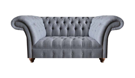 Chesterfield Grau Polstermöbel Textil Zweisitzer Sofa Couch Wohnzimmer