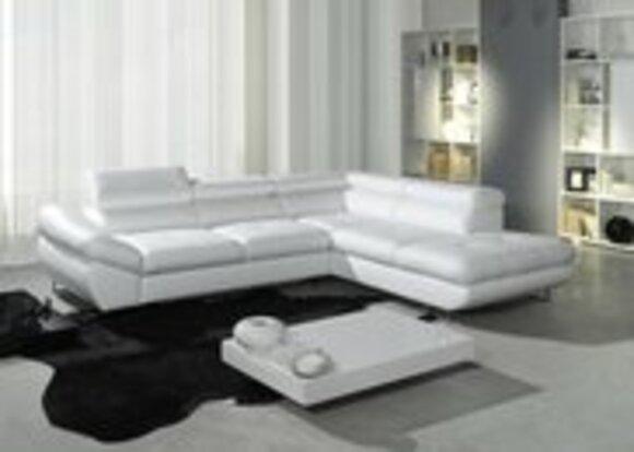 Ecksofa Eck Wahl Leder Stoff Polster Textil Bett+Kasten Couch Sofa Ecke