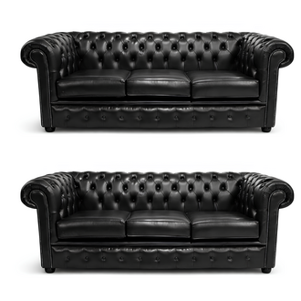 Chesterfield Design Luxus Polster Sofa Sitz Leder 3+3 100% Leder Sofort