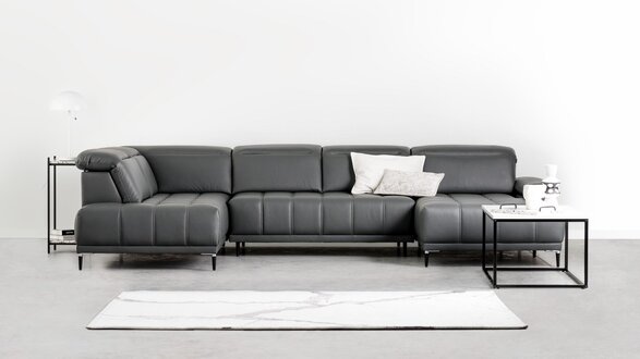 Polster Sofa Bettfunktion Design Modern Ecksofa U-Form Sofa Wohnlandschaft Neu