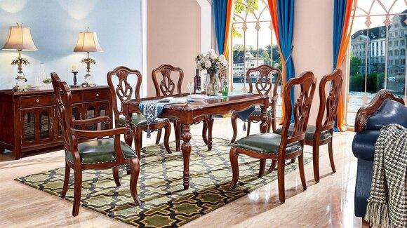 Komplett Set Esstisch +6 Stühle Esszimmer Set Ess Gruppe Holz Tisch 7tlg