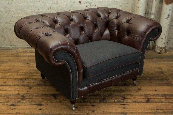 Sessel 1 Sitzer Relax Polster Fernseh Chesterfield Textil Sofa Couchen