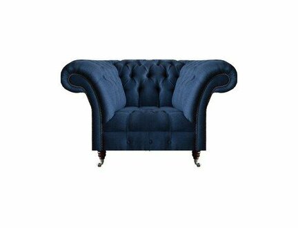 Blauer Chesterfield Lehnsessel Wohnzimmer 1-Sitzer Edle Luxus Sitzmöbel