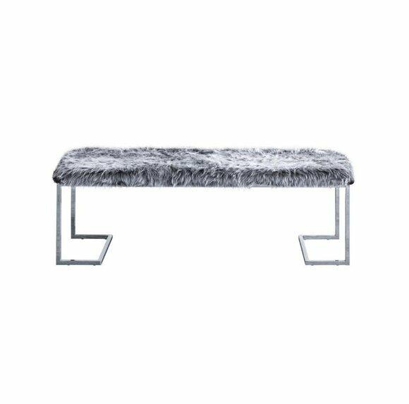 Designer Graue Polsterbank Schlafzimmer Edelstahlbank Luxuriöse Möbel