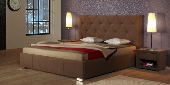 Designer Polster Doppelbett Betten Bett Schlafzimmer Ehebett Lederbett Neu