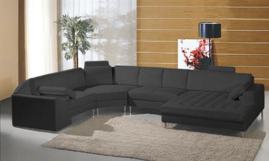 Moderne Wohnlandschaft mit Chesterfield Knöpfen Ledersofa Sofa Couch Sofort
