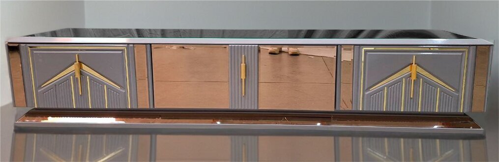 TV-Sideboard in Grau-Gold – Modernes Holz-Lowboard für das Wohnzimmer Sofort