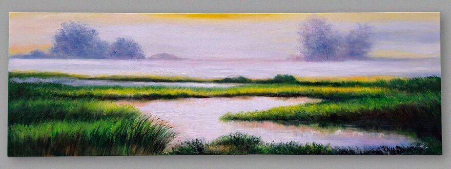 Moderne Ölgemälde mit minimalistischen präzisen Linien Sofort