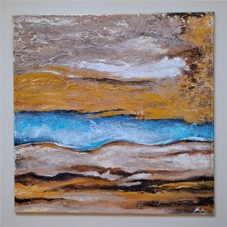 Schlichte Ölgemälde, die durch präzise und deutlich strukturierte Linien geprägt sind Sofort