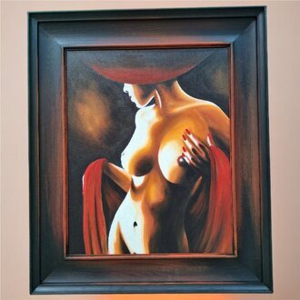 Schlichte Ölkunst mit präzisen und geometrisch aufgebauten Linien Sofort