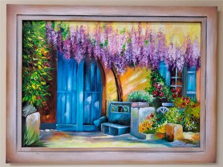 Zeitgemäßes abstraktes Ölbild, sorgfältig von Hand auf Premium-Leinwand gefertigt Sofort