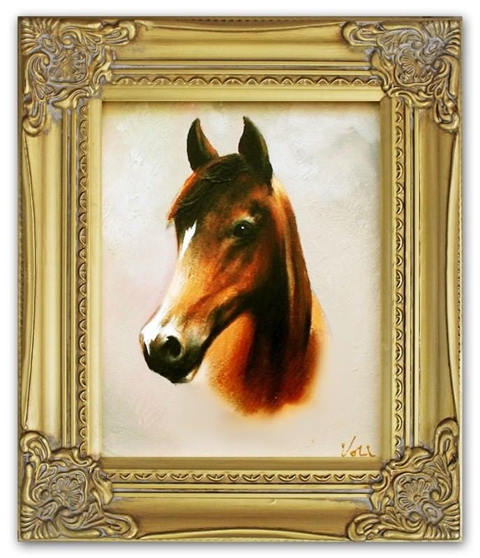 Ölbild Ölbilder Gemälde Bilder Bild Handgemalt Öl mit Rahmen Barock Pferd