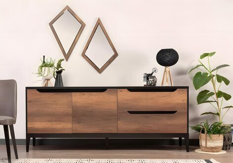 Moderner 2x Spiegel Wandspiegel Einrichtung Holz Rahmen Luxus Möbel