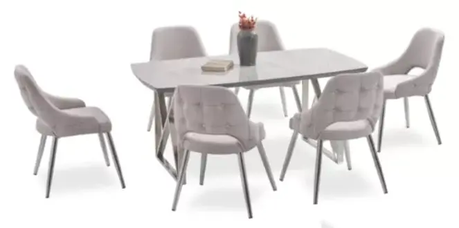 Designstuhl Garnitur Stuhl Set Tisch Esszimmer Stuhlgruppe Lounge 7tlg