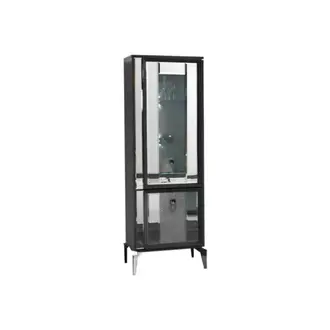 Vitrine Schrank Holzschrank Grau Standvitrine Anrichte Schaukasten Glasschrank