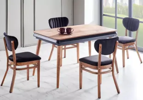 Esszimmer-Set 5tlg. Esstisch 4x Stühle Modern Design Schwarz Luxus Set
