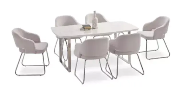 Esstisch Esstischstuhl Hellgrau rechteckige Holztischplatte Esszimmer Set