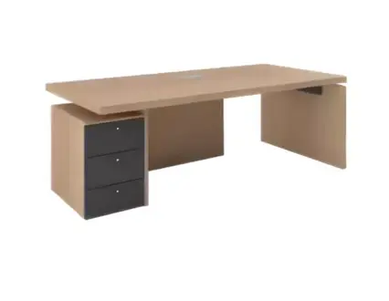 Bürotisch mit Nachttisch Arbeitszimmer Chef Exclusive CEO Helles Holz Modern Neu