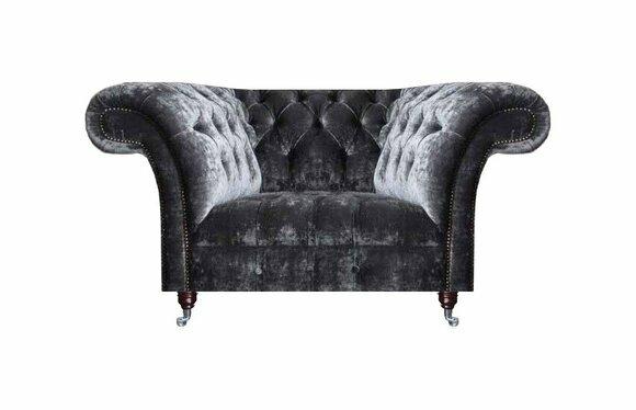 Luxuriöser Grauer Chesterfield Sessel Edler Polster Wohnzimmer Einsitzer