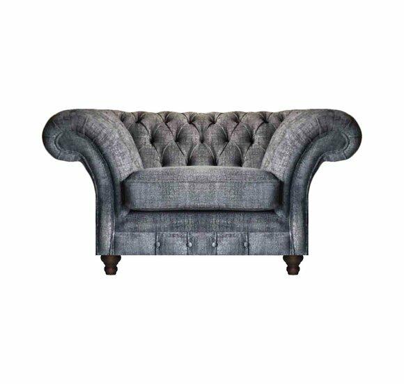 Grauer Chesterfield Sessel Exklusiver Lehnsessel Wohnzimmer Einrichtung