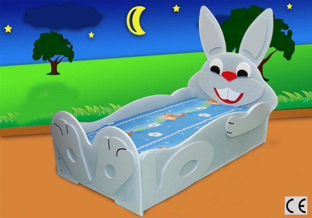 --Kinderbett Kinderbett Bett Betten mit Matratze mit Tiermotiv Schlafbett  Hase