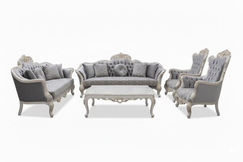 Klassische Chesterfield Barock Couch Wohnzimmer Möbel Komplett Set 5tlg Sofort