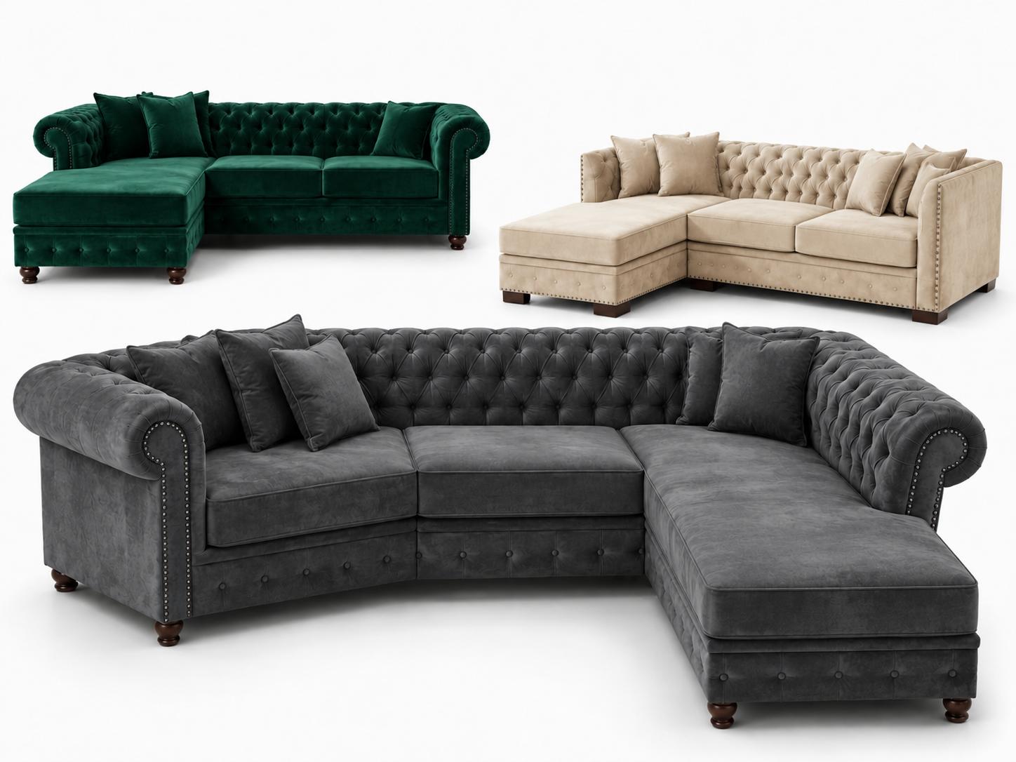 L Form Ecksofa Chesterfield