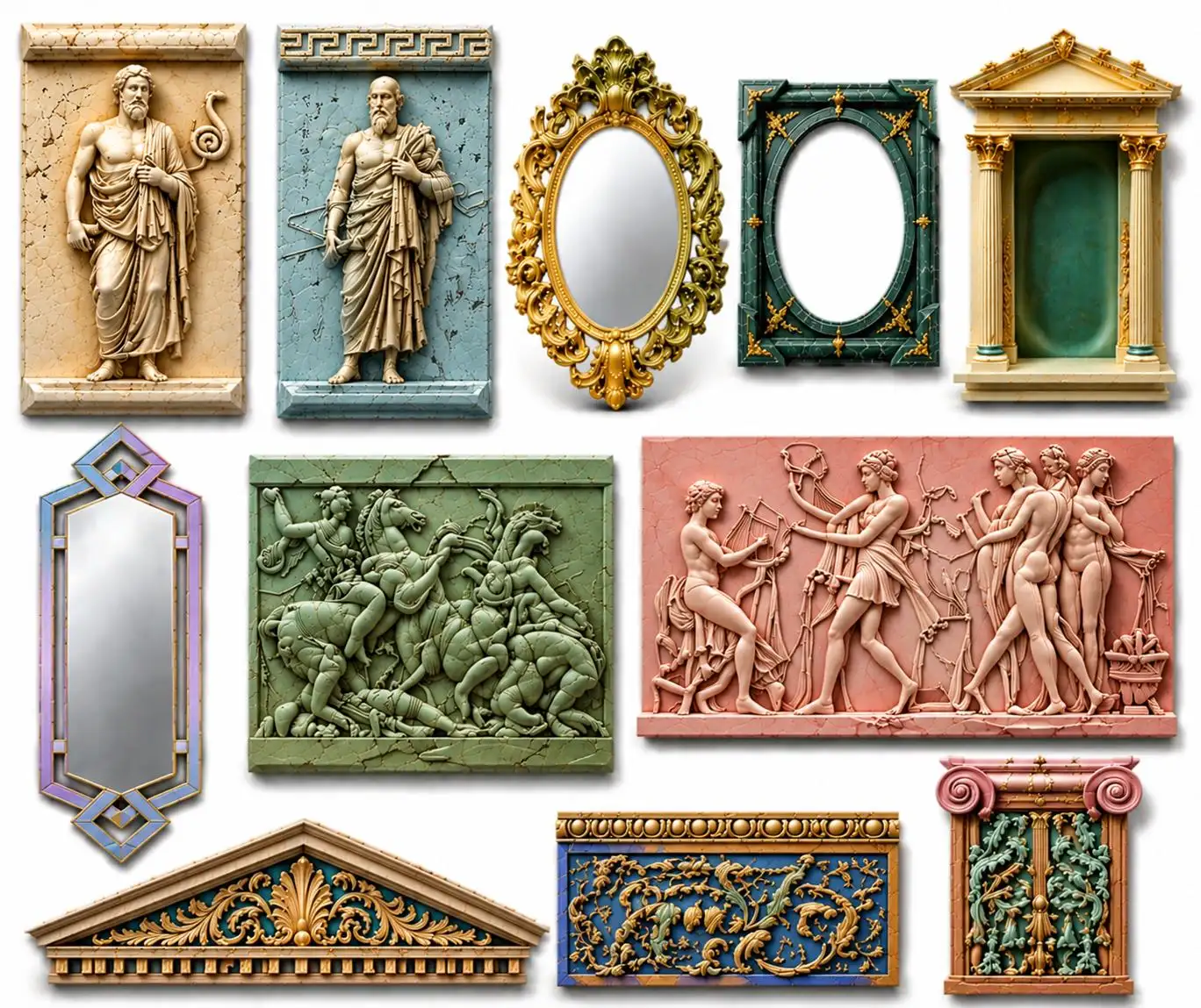 Spiegel Relief Wanddeko