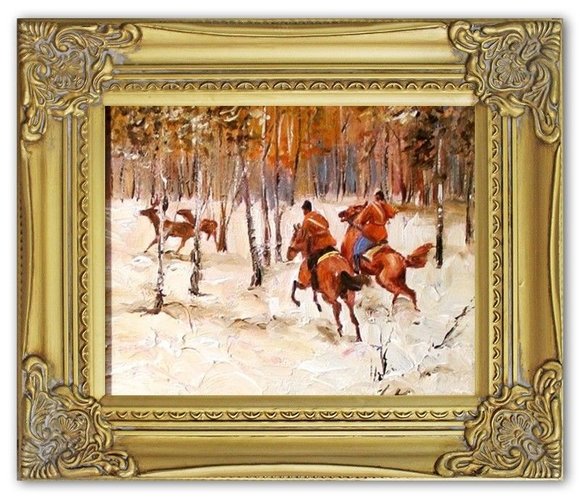 Gemälde Ölbild Ölbilder Rahmen Barock Bilder Bild Ölgemälde Jagd G04839