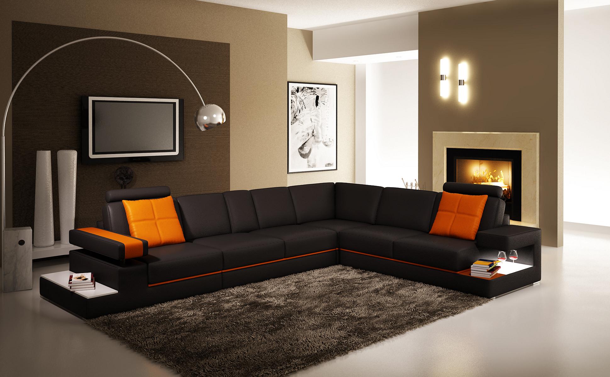 Moderne Wohnzimmer Ecksofa Couch Ledersofa mit Beleuchtung So
fa Couchen